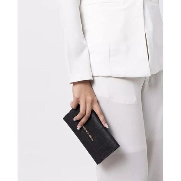 Michael Kors wallet trifold large card case wallet black with gold hardware - Picture 5 of 5
